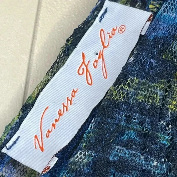 Vanessa Foglia Abitart Lace Midi Dress Paisley Multicolor Size S Ruffle V Neck - Picture 3 of 9